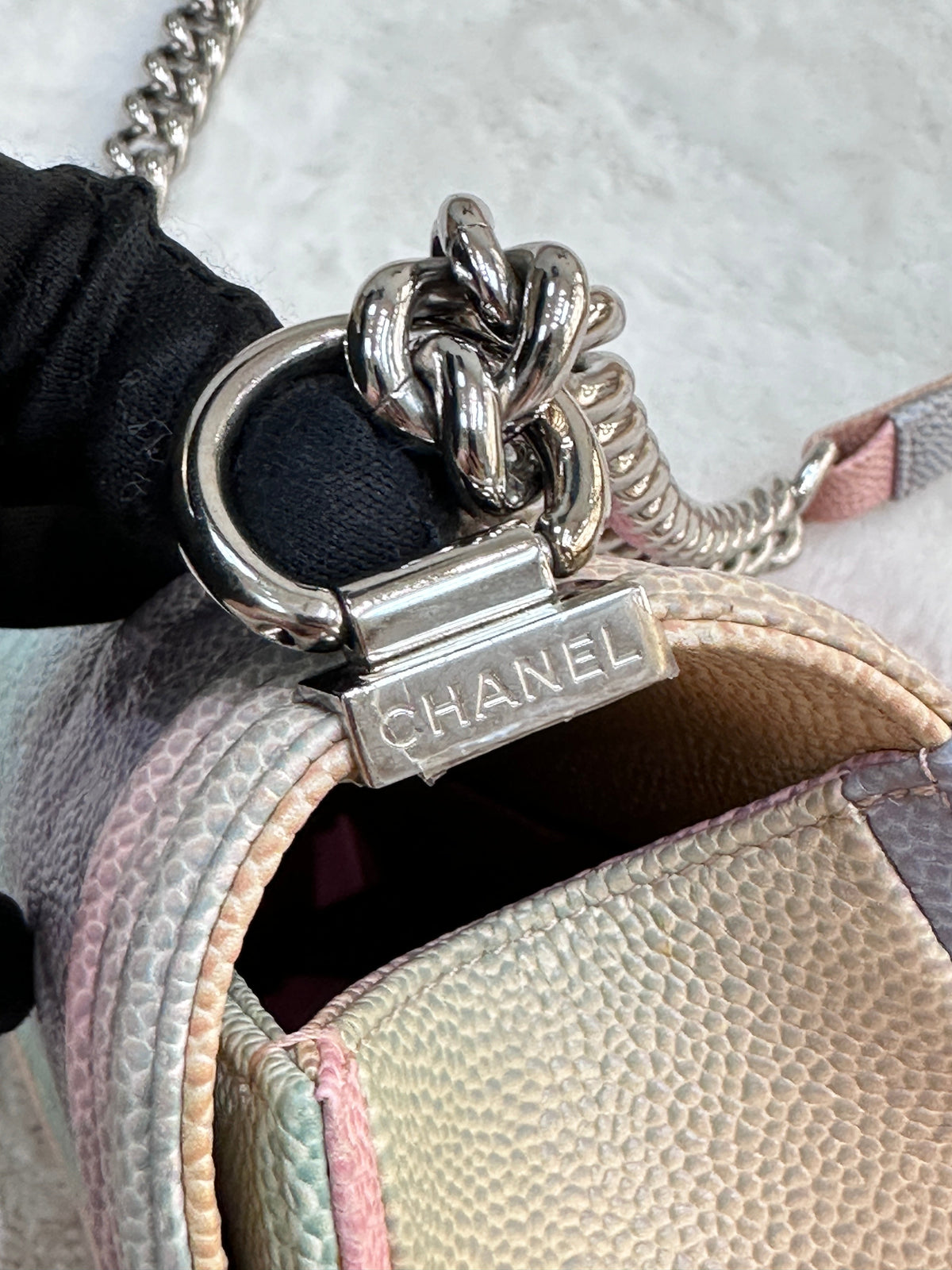 Chanel Rainbow Qulited Caviar Boy Bag Medium