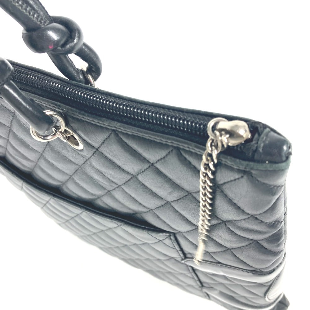 CHANEL Shoulder Bag leather black Cambon line CC COCO Mark Flat Shopper Women Used