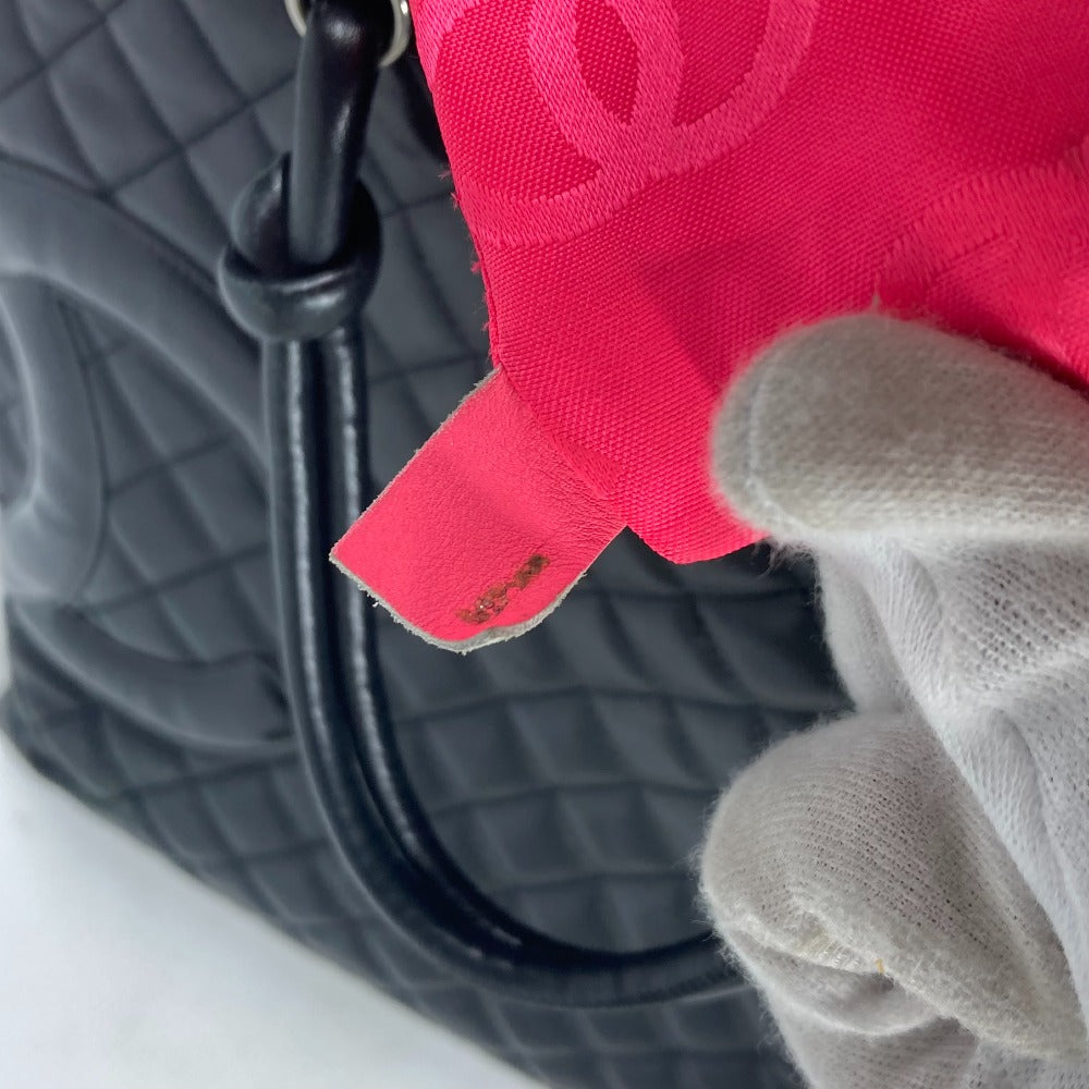 CHANEL Shoulder Bag leather black Cambon line CC COCO Mark Flat Shopper Women Used