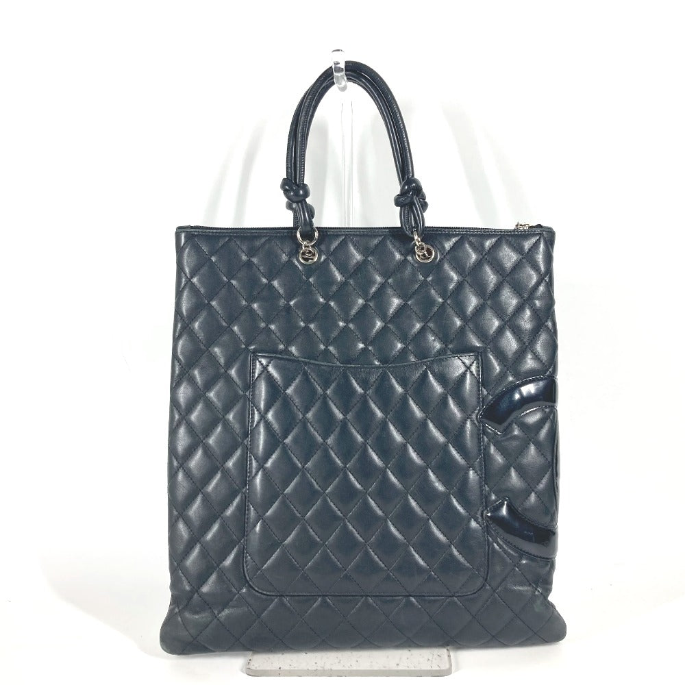 CHANEL Shoulder Bag leather black Cambon line CC COCO Mark Flat Shopper Women Used