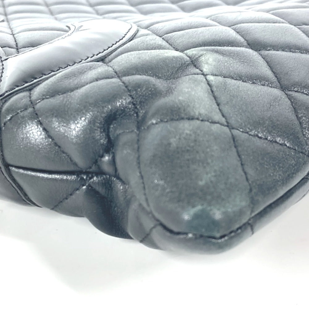 CHANEL Shoulder Bag leather black Cambon line CC COCO Mark Flat Shopper Women Used