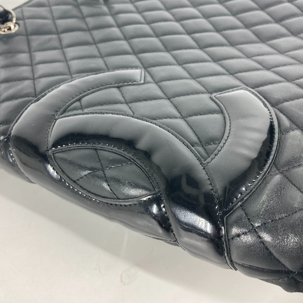 CHANEL Shoulder Bag leather black Cambon line CC COCO Mark Flat Shopper Women Used