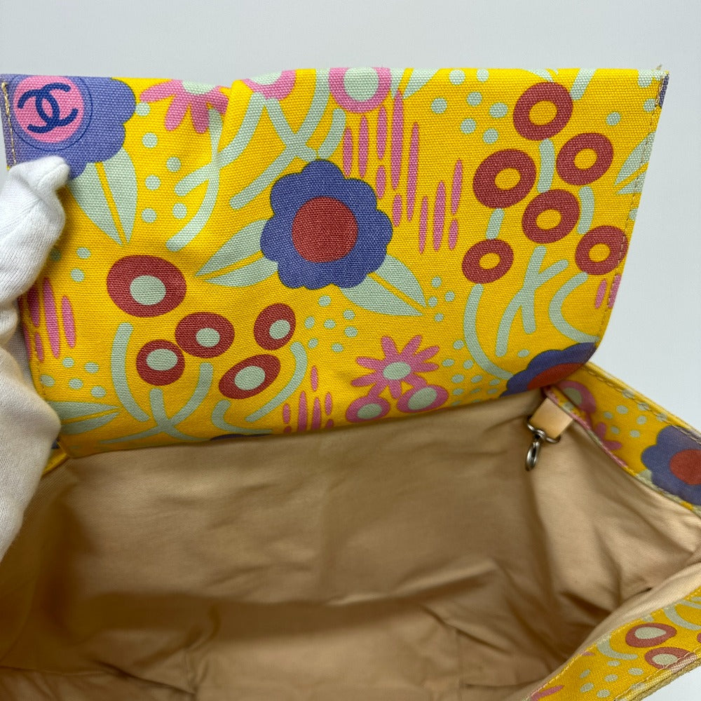 CHANEL Shoulder Bag Canvas / leather yellow High summer CC COCO Mark Flower Flower Women Used
