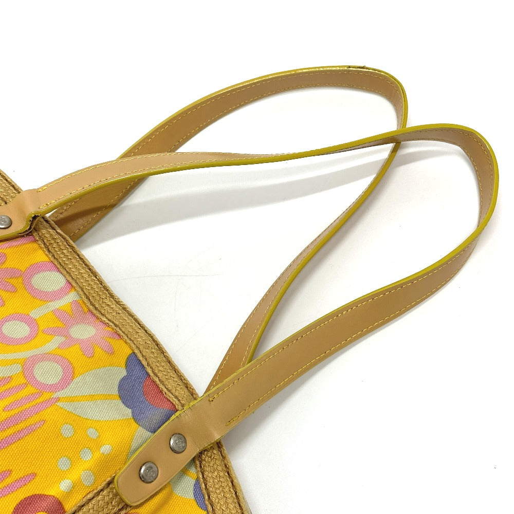 CHANEL Shoulder Bag Canvas / leather yellow High summer CC COCO Mark Flower Flower Women Used