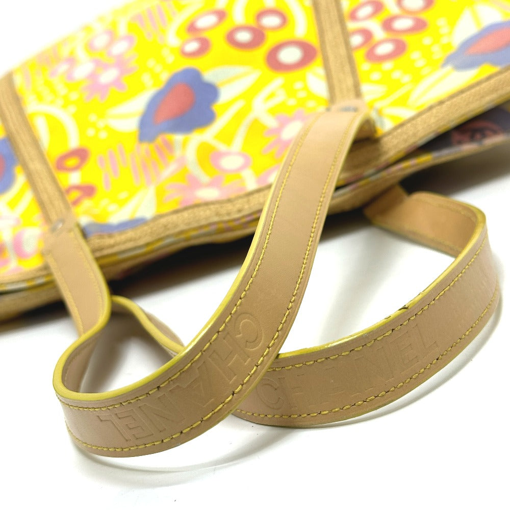 CHANEL Shoulder Bag Canvas / leather yellow High summer CC COCO Mark Flower Flower Women Used