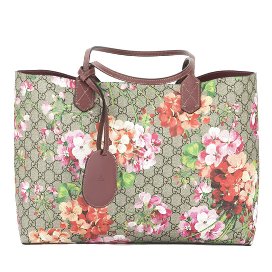 G*G Antique Rose Leather Reversible GG Blooms Medium Tote (New with Tags)
