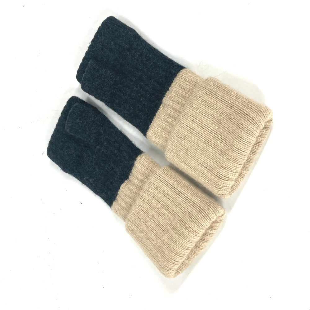 CHANEL gloves cashmere beige Two-tone fingerless gloves CC COCO Mark
