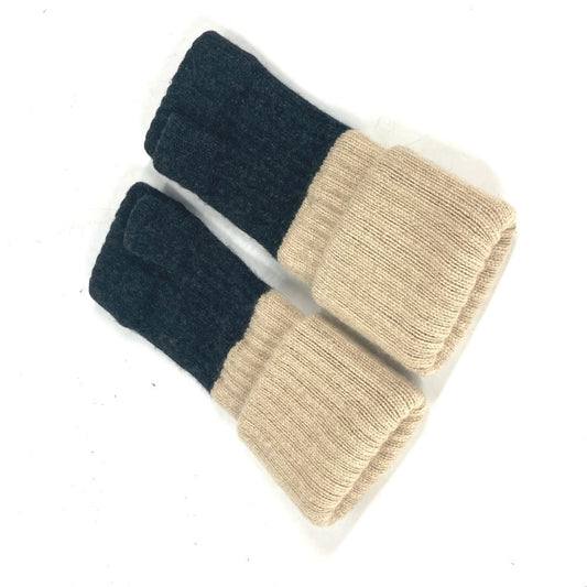 CHANEL gloves cashmere beige Two-tone fingerless gloves CC COCO Mark