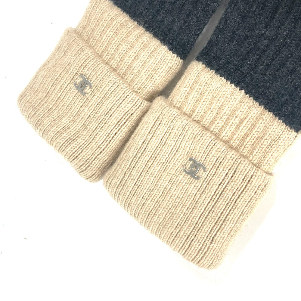 CHANEL gloves cashmere beige Two-tone fingerless gloves CC COCO Mark