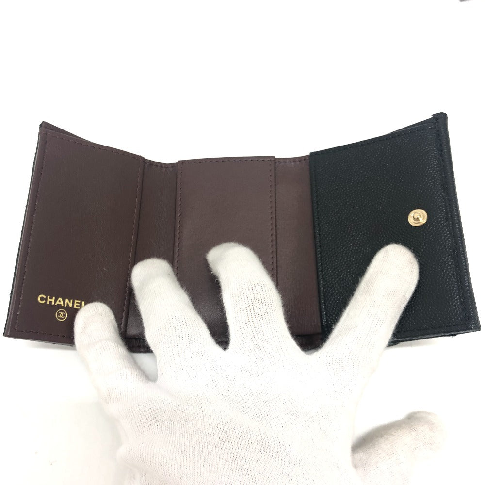 CHANEL Trifold wallet A84401 Caviar skin black COCO Mark Matrasse