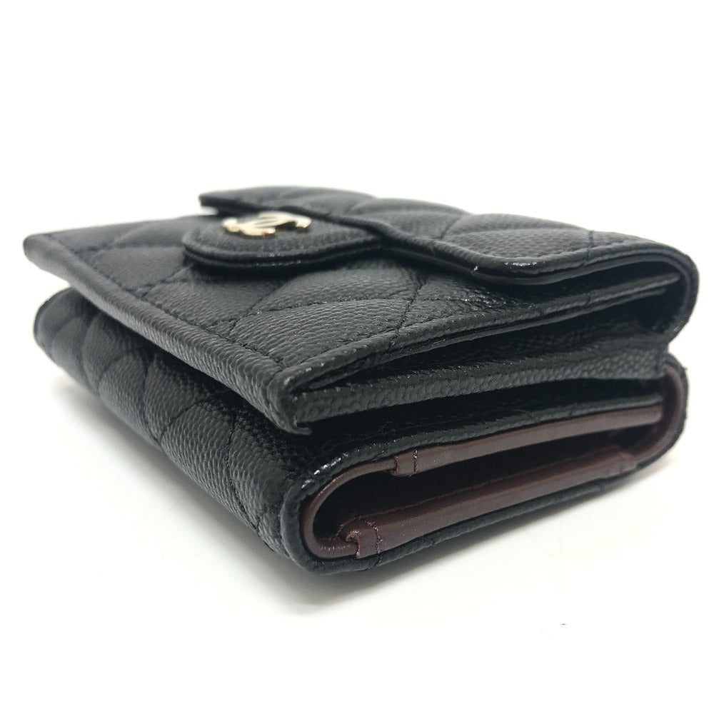 CHANEL Trifold wallet A84401 Caviar skin black COCO Mark Matrasse