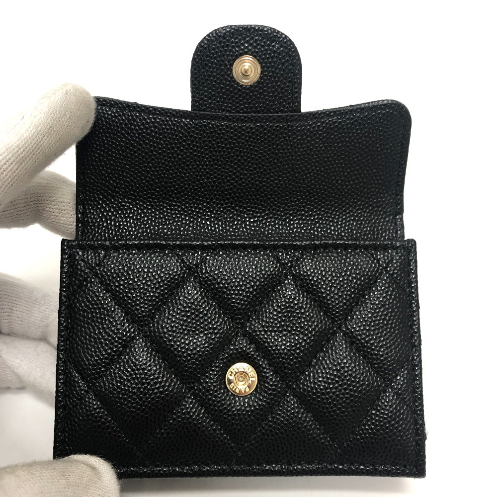 CHANEL Trifold wallet A84401 Caviar skin black COCO Mark Matrasse