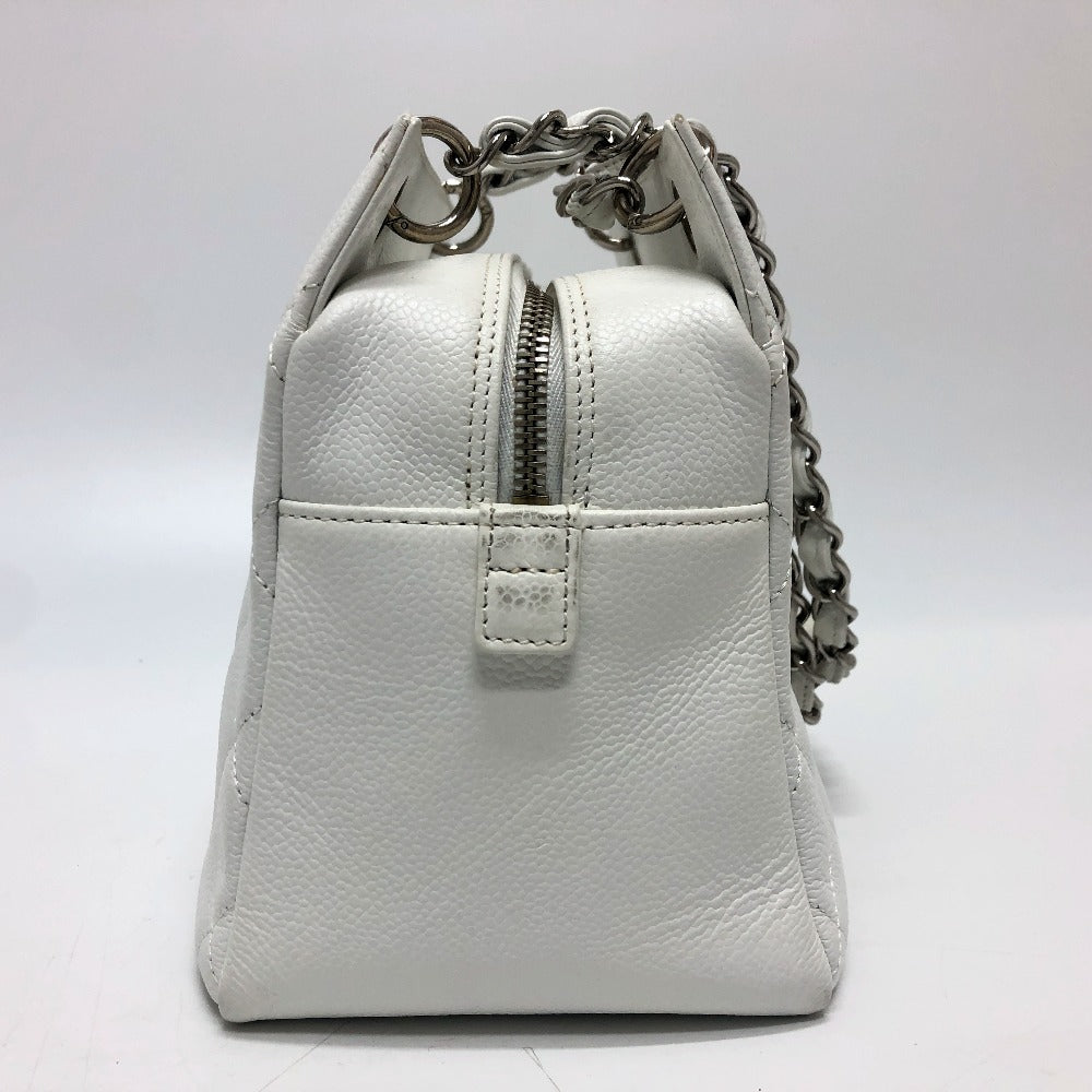 CHANEL Handbag Caviar skin white CC COCO Mark Matelasse