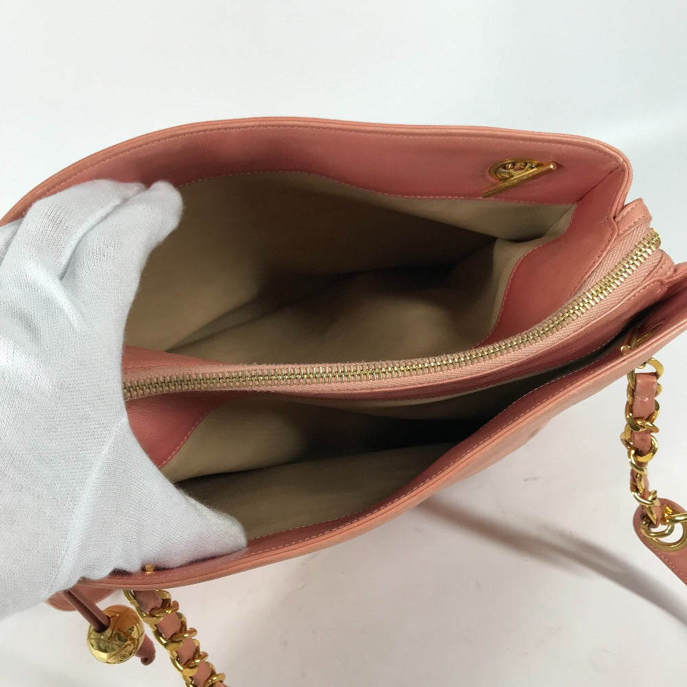 CHANEL Tote Bag leather pink Shoulder Bag CC COCO Mark