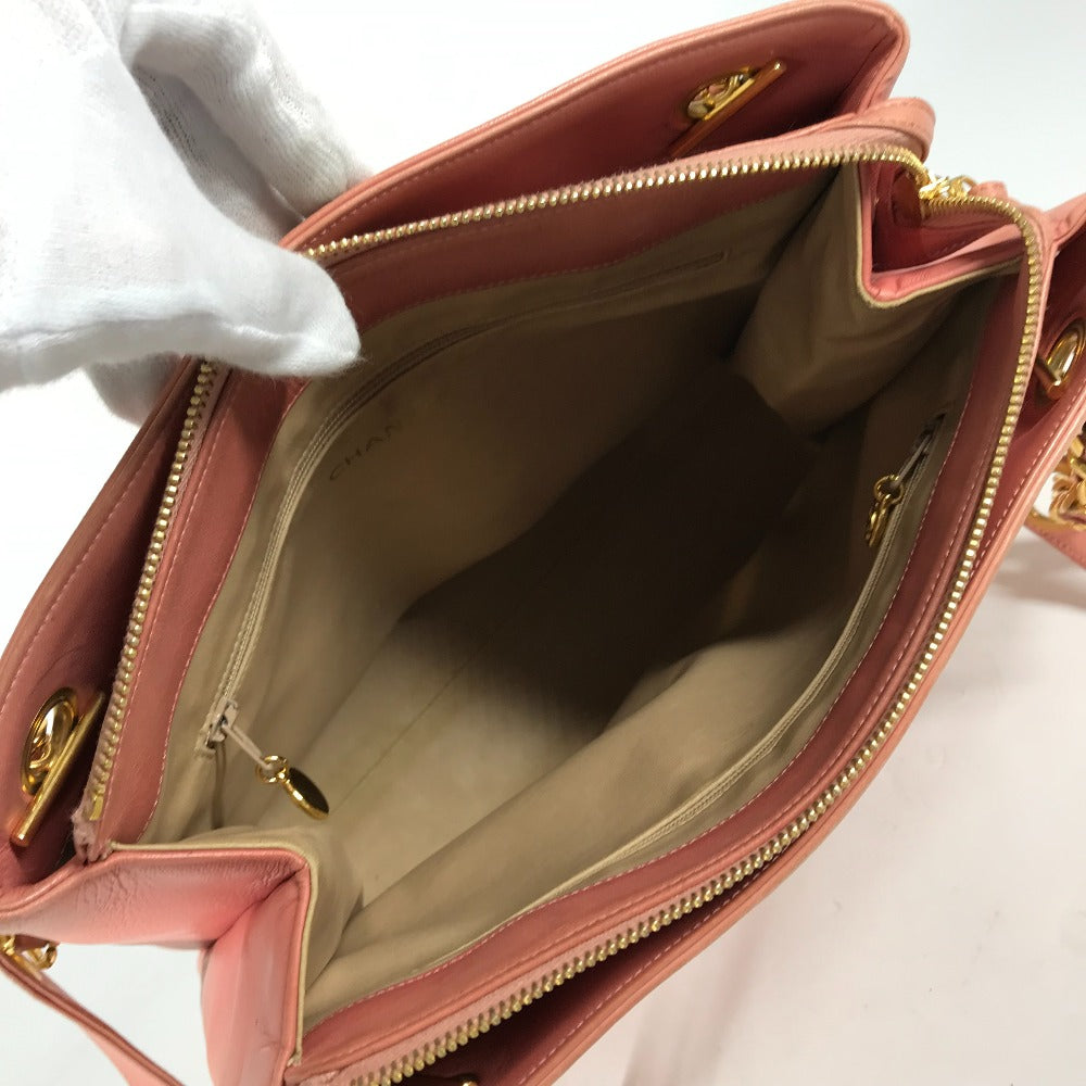 CHANEL Tote Bag leather pink Shoulder Bag CC COCO Mark