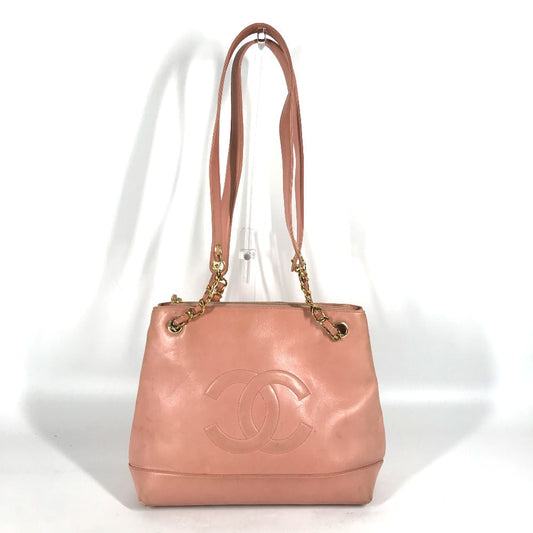 CHANEL Tote Bag leather pink Shoulder Bag CC COCO Mark