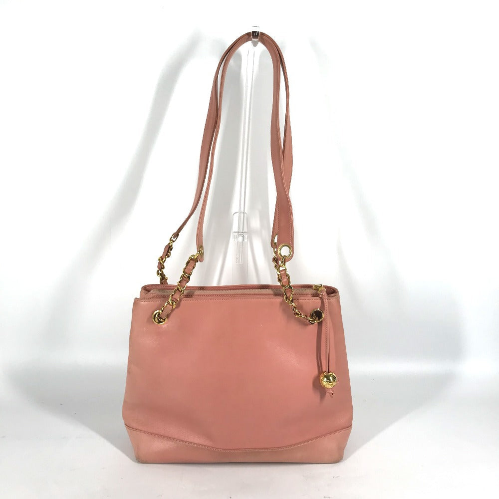 CHANEL Tote Bag leather pink Shoulder Bag CC COCO Mark
