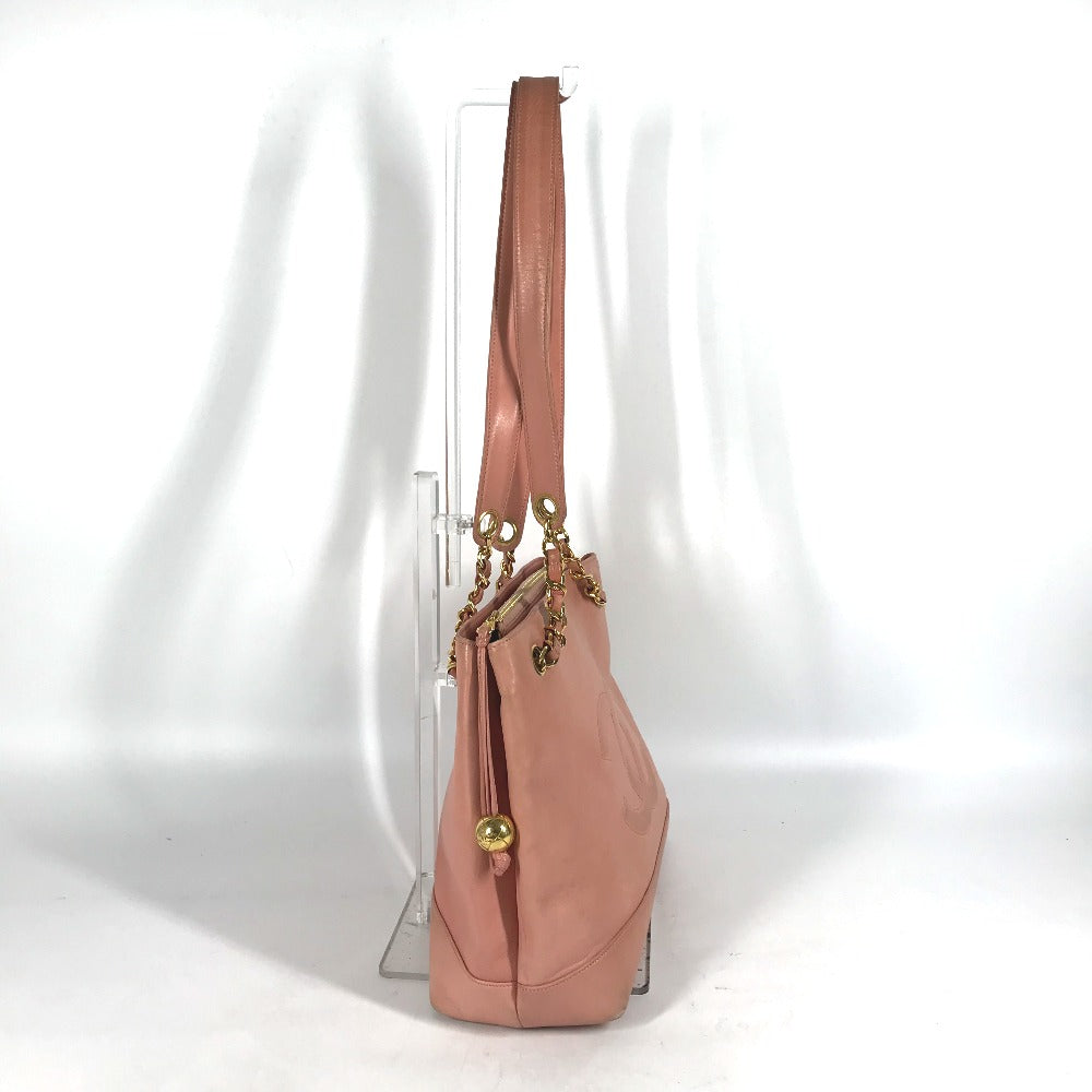 CHANEL Tote Bag leather pink Shoulder Bag CC COCO Mark