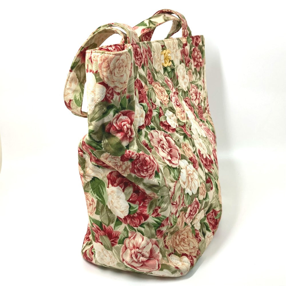 CHANEL Tote Bag canvas pink Floral Flower CC COCO Mark