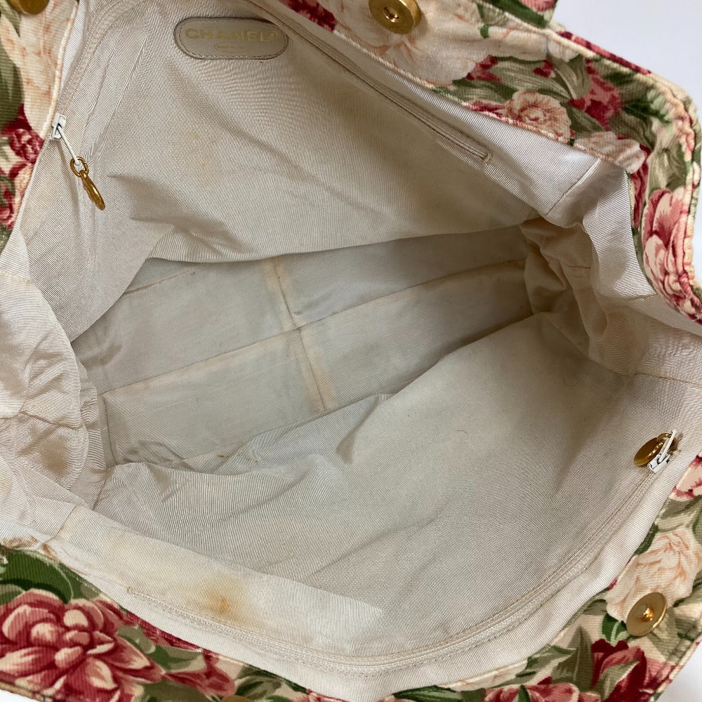 CHANEL Tote Bag canvas pink Floral Flower CC COCO Mark
