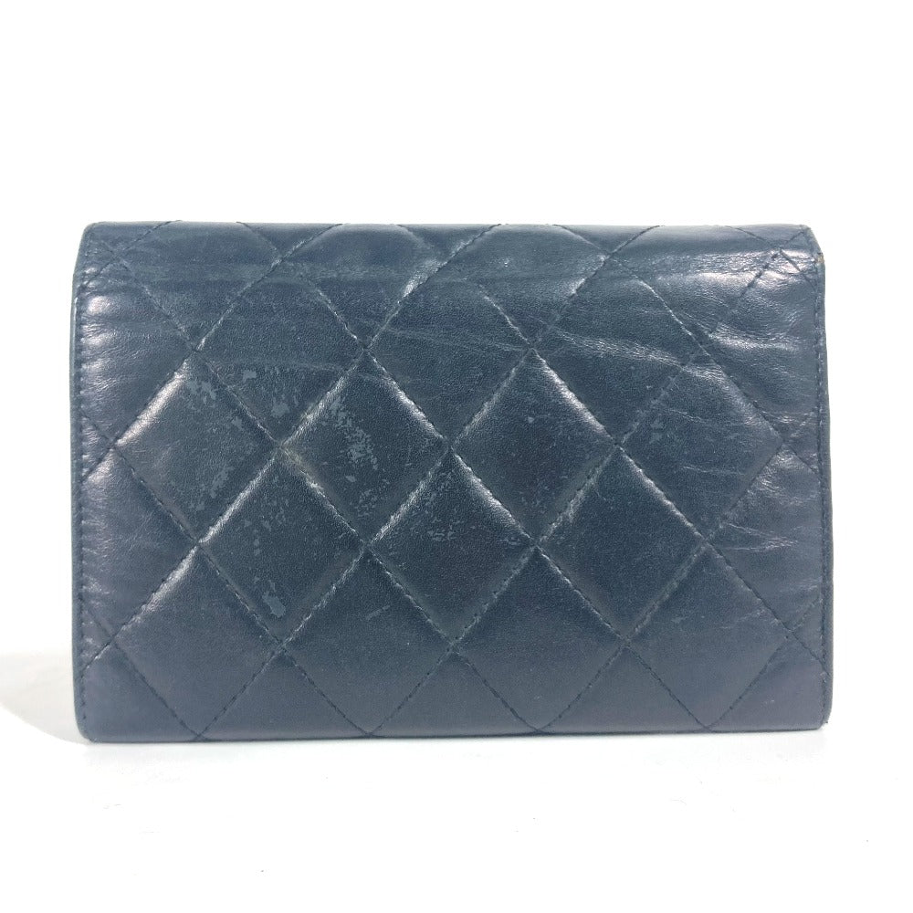 CHANEL Folded wallet leather black Cambon line CC COCO Mark Women Used