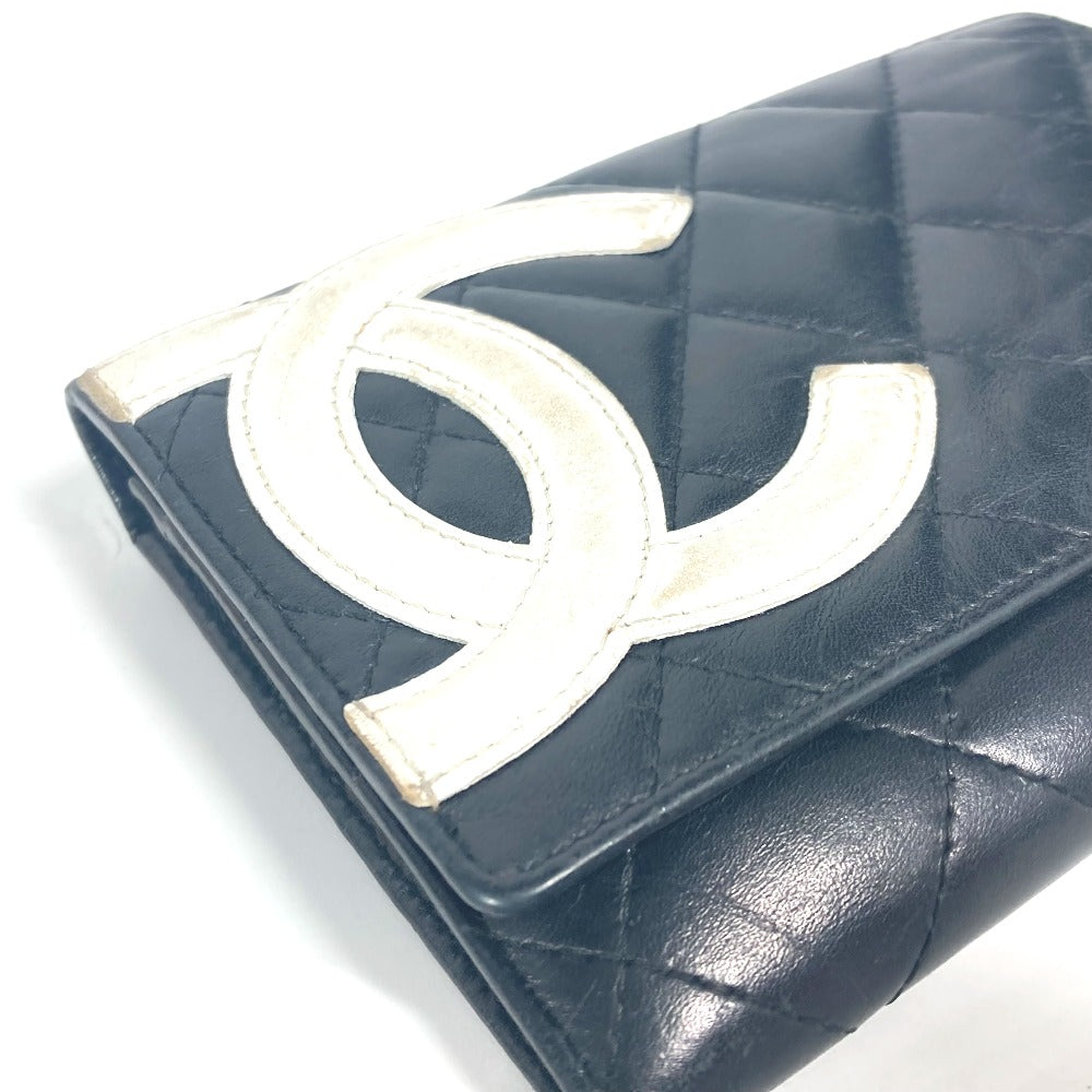 CHANEL Folded wallet leather black Cambon line CC COCO Mark Women Used