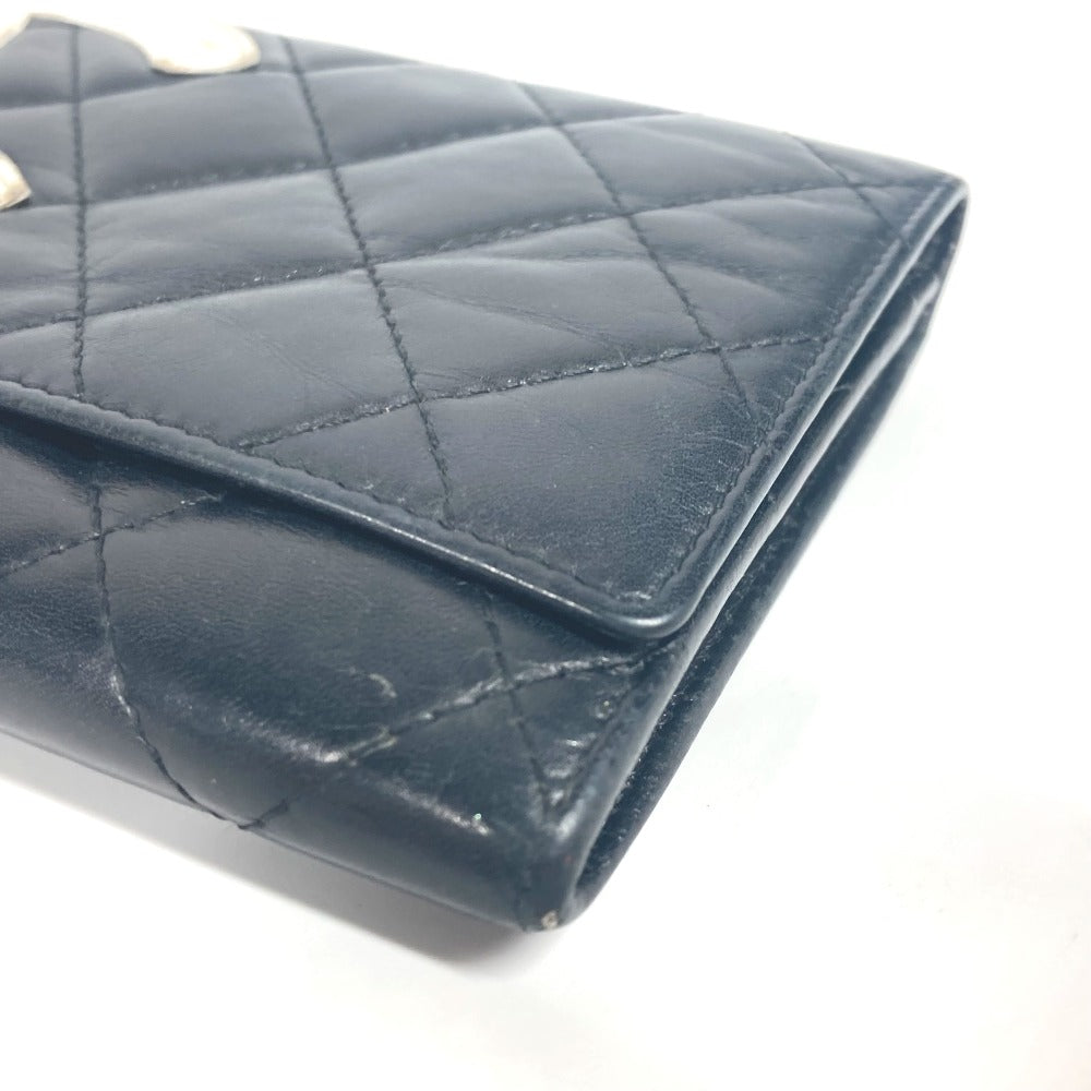 CHANEL Folded wallet leather black Cambon line CC COCO Mark Women Used