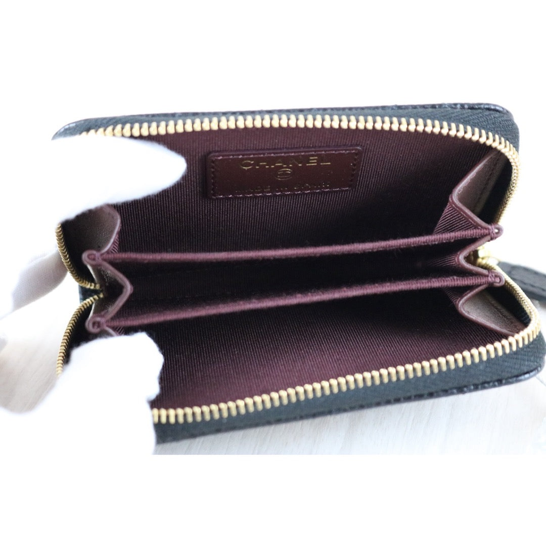 Excellent（Rank SA）｜CHANEL Caviar Skin Calf Leather Coin Purse Black Made In 2018~2019 Year｜X25060311