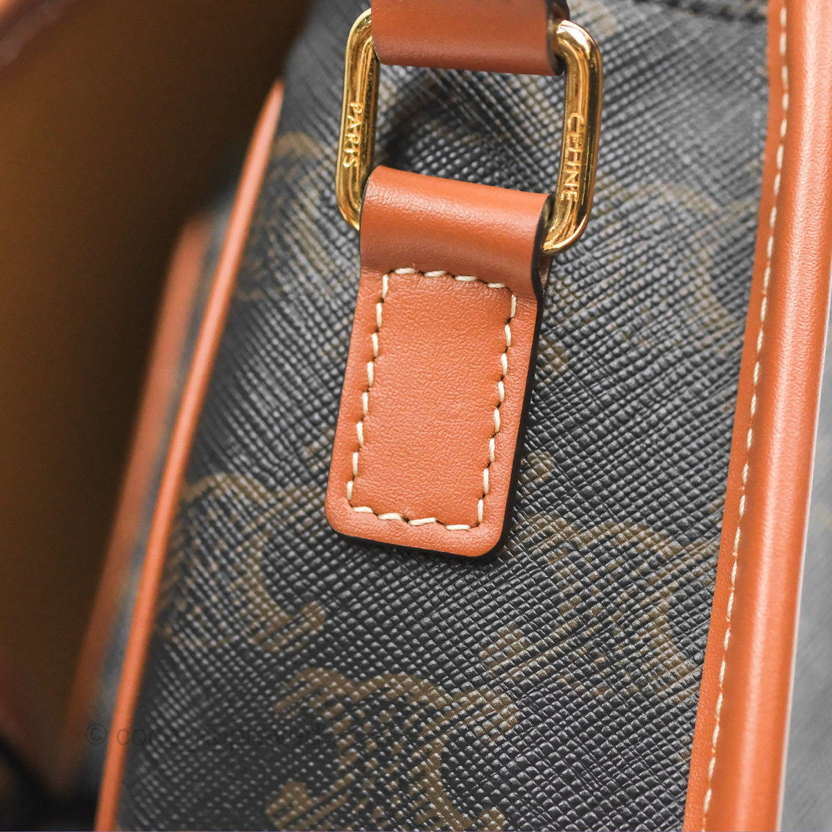 Celine Medium Folco Bag Triomphe Canvas Tan