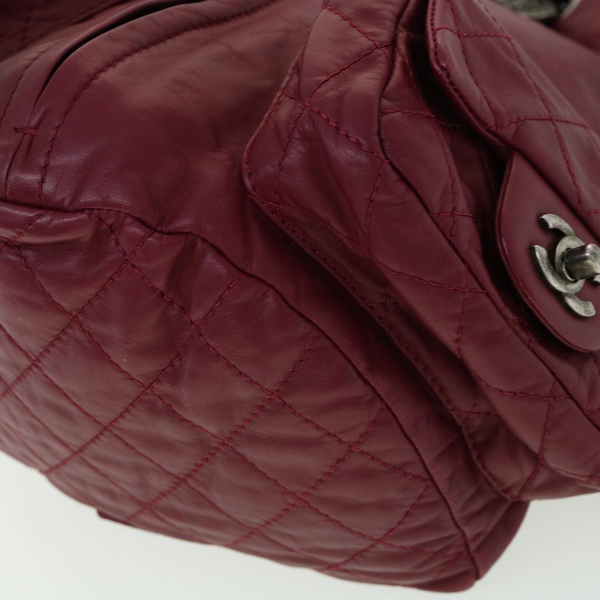 Top Quality Chanel Matelasse Chain Backpack Lamb Skin Bordeaux CC Auth 30736A