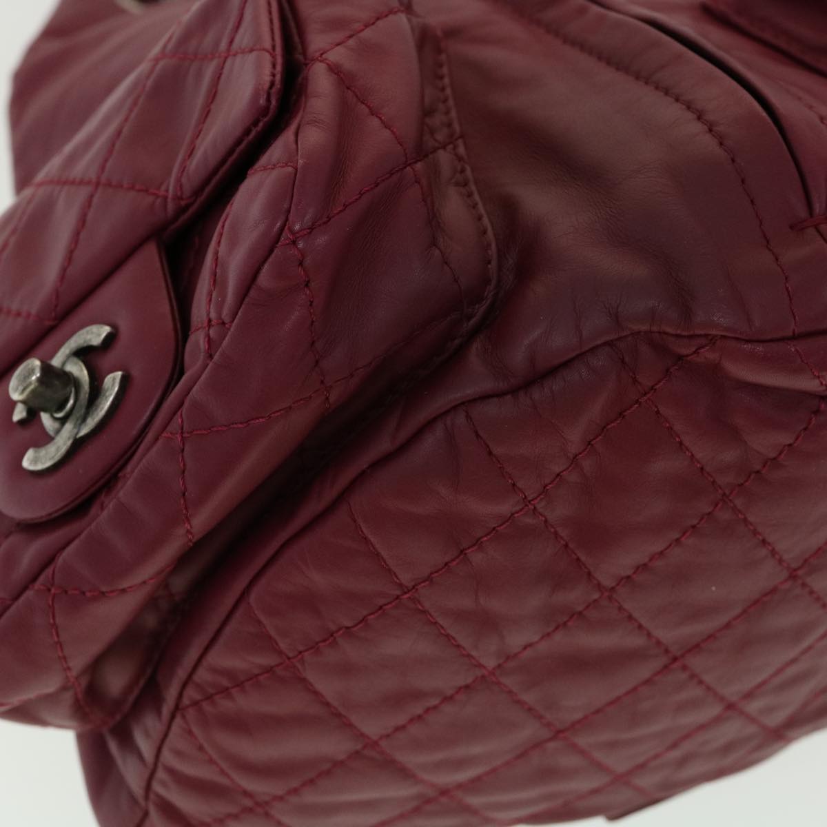 Top Quality Chanel Matelasse Chain Backpack Lamb Skin Bordeaux CC Auth 30736A