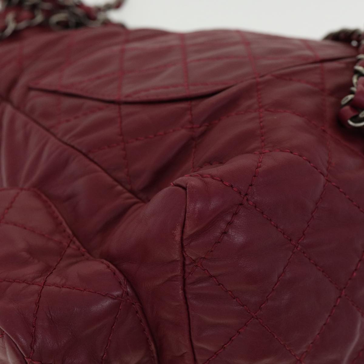 Top Quality Chanel Matelasse Chain Backpack Lamb Skin Bordeaux CC Auth 30736A
