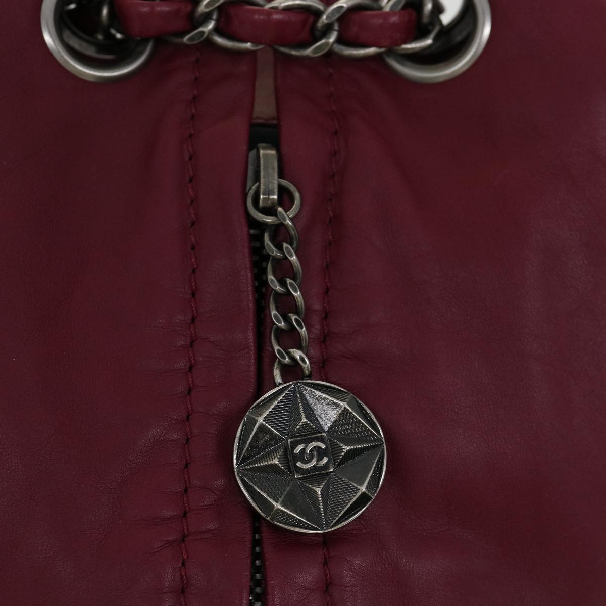 Top Quality Chanel Matelasse Chain Backpack Lamb Skin Bordeaux CC Auth 30736A