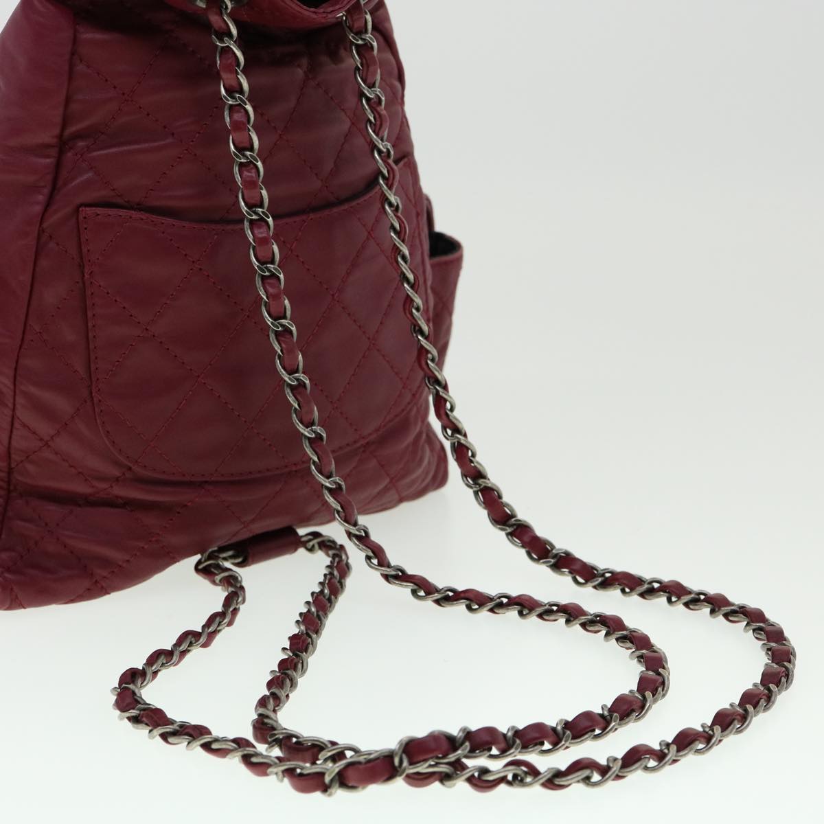Top Quality Chanel Matelasse Chain Backpack Lamb Skin Bordeaux CC Auth 30736A