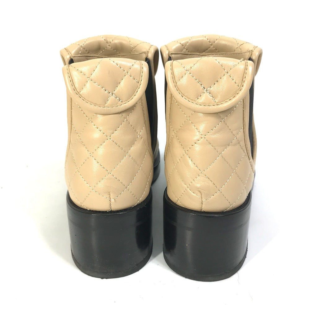 CHANEL boots G45144 lambskin beige 23B Bicolor Shoes Turnlock Matelasse Quilted Side Gore 38