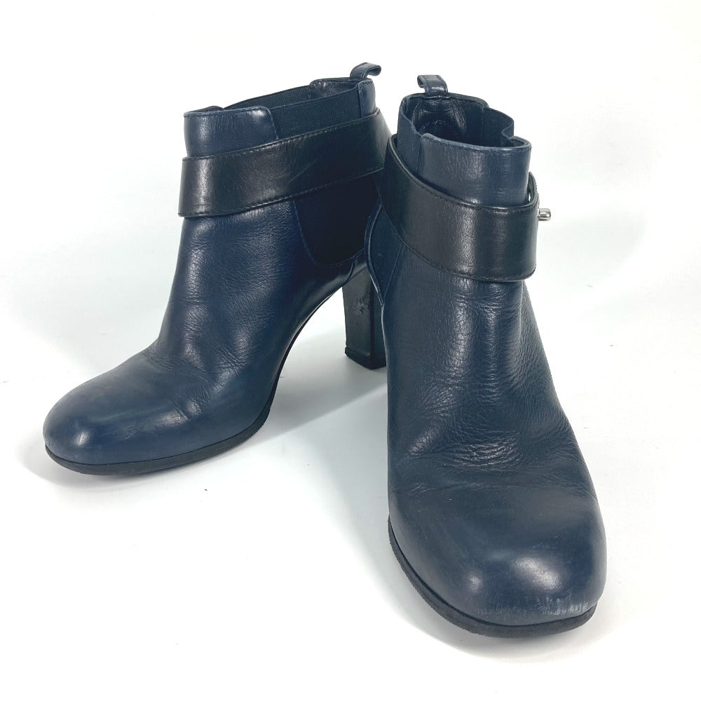 CHANEL boots G29293 leather Navy short boots shoes shoes heels CC COCO Mark Turnlock Women 37.5 Used