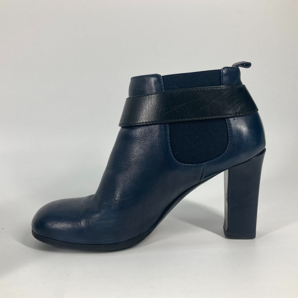 CHANEL boots G29293 leather Navy short boots shoes shoes heels CC COCO Mark Turnlock Women 37.5 Used