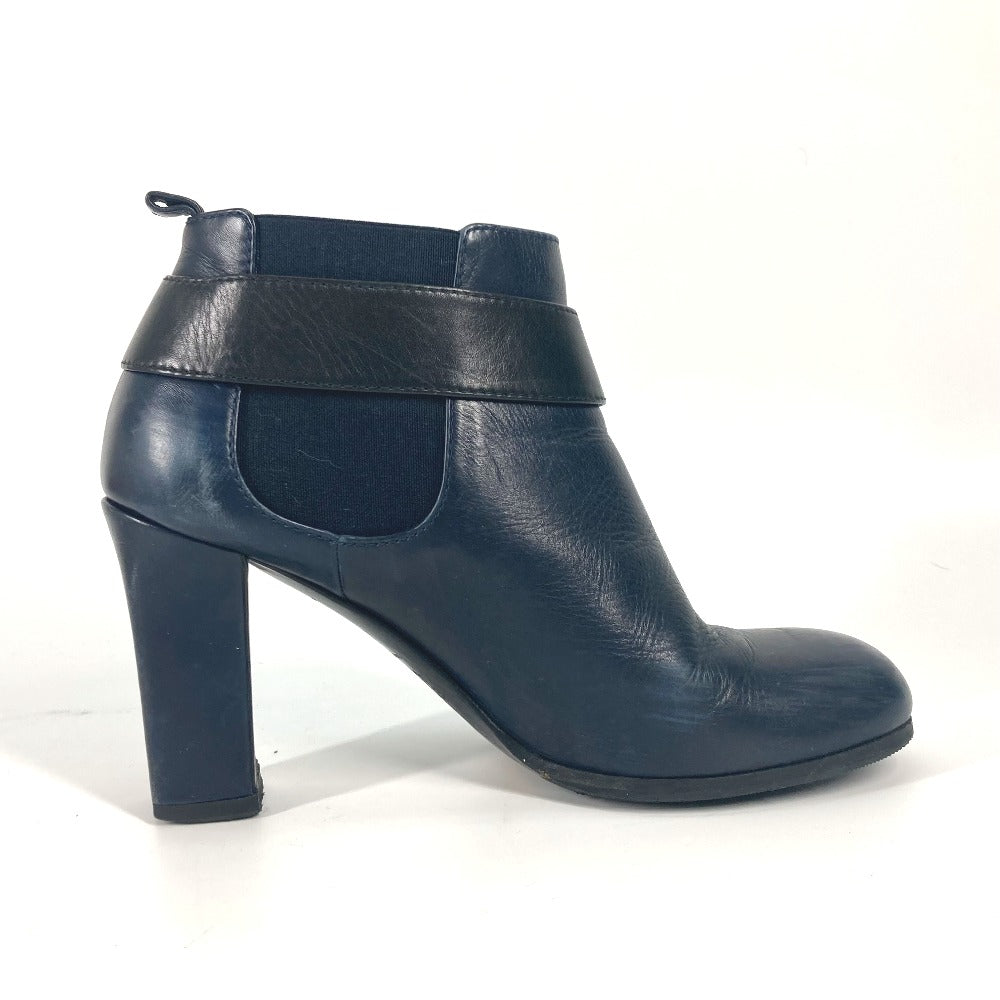 CHANEL boots G29293 leather Navy short boots shoes shoes heels CC COCO Mark Turnlock Women 37.5 Used