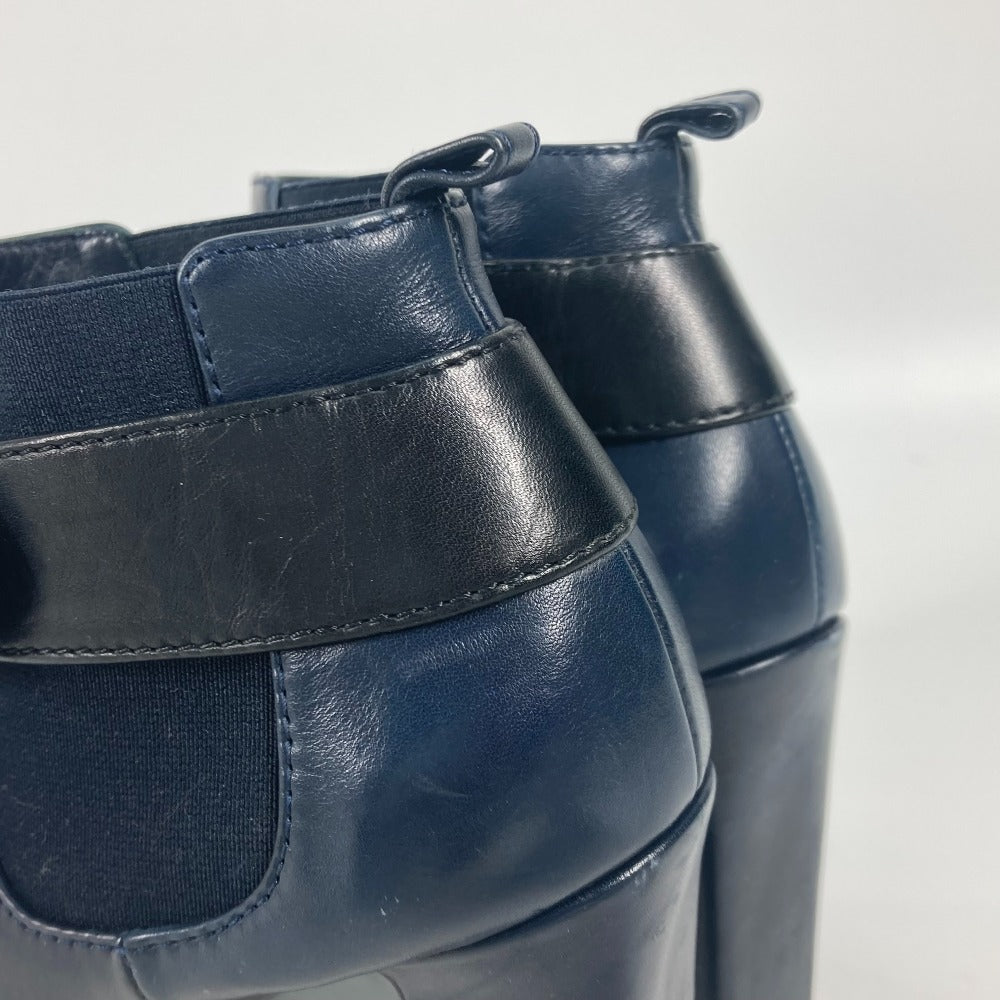 CHANEL boots G29293 leather Navy short boots shoes shoes heels CC COCO Mark Turnlock Women 37.5 Used