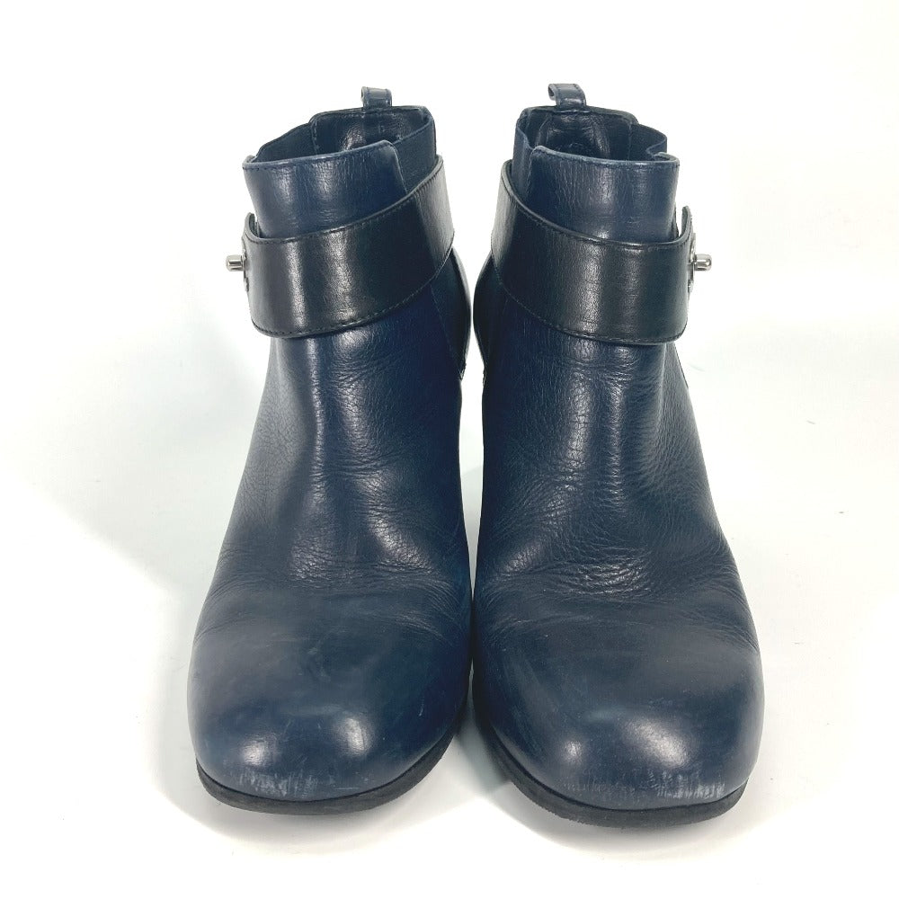 CHANEL boots G29293 leather Navy short boots shoes shoes heels CC COCO Mark Turnlock Women 37.5 Used