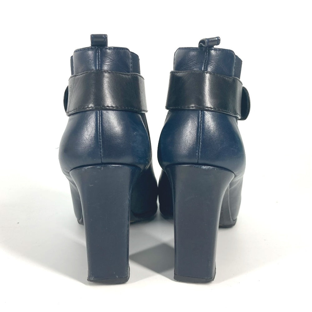 CHANEL boots G29293 leather Navy short boots shoes shoes heels CC COCO Mark Turnlock Women 37.5 Used