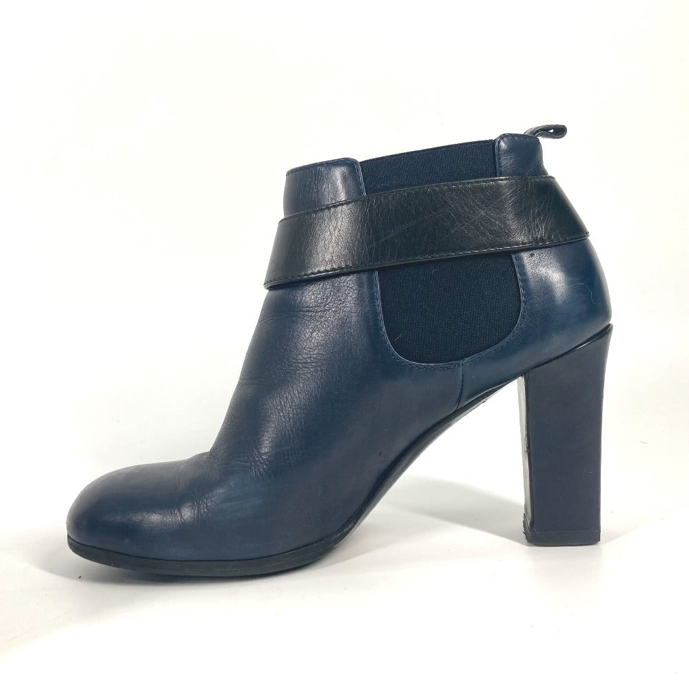 CHANEL boots G29293 leather Navy short boots shoes shoes heels CC COCO Mark Turnlock Women 37.5 Used