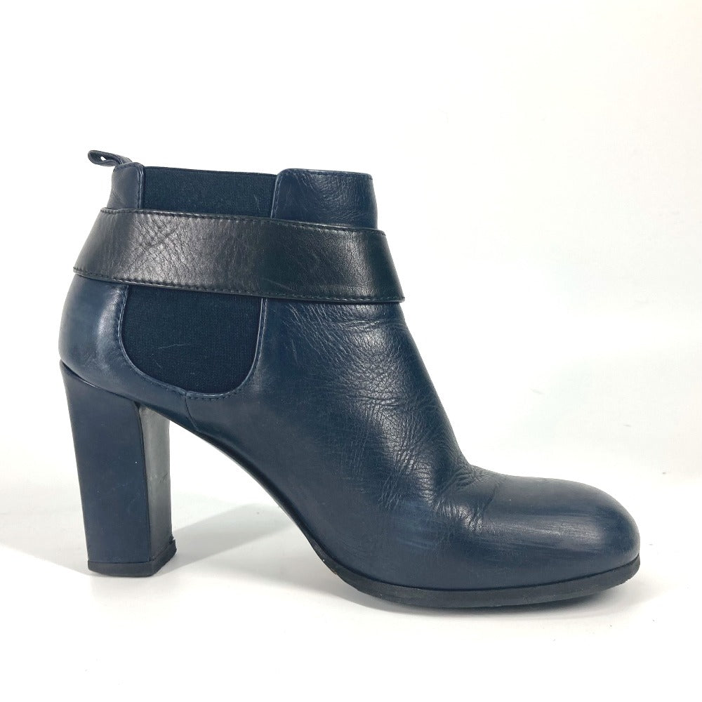 CHANEL boots G29293 leather Navy short boots shoes shoes heels CC COCO Mark Turnlock Women 37.5 Used