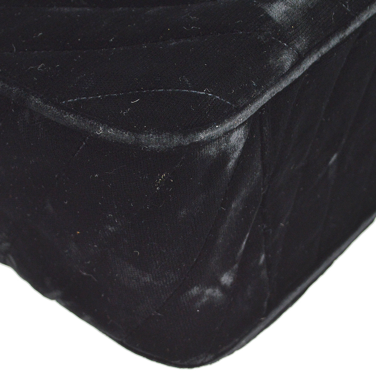 CHANEL * 1990s Black Velvet Chevron Classic Flap Maxi