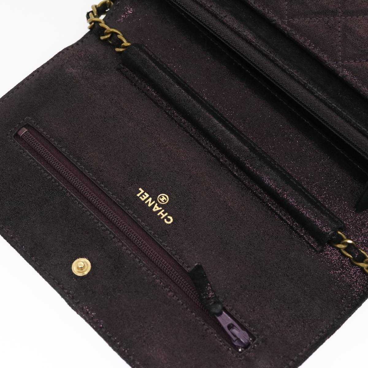 Top Quality Chanel Matrasse Chain Shoulder Bag Satin Purple CC Auth 30950A