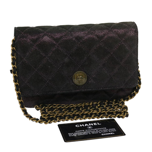 Top Quality Chanel Matrasse Chain Shoulder Bag Satin Purple CC Auth 30950A