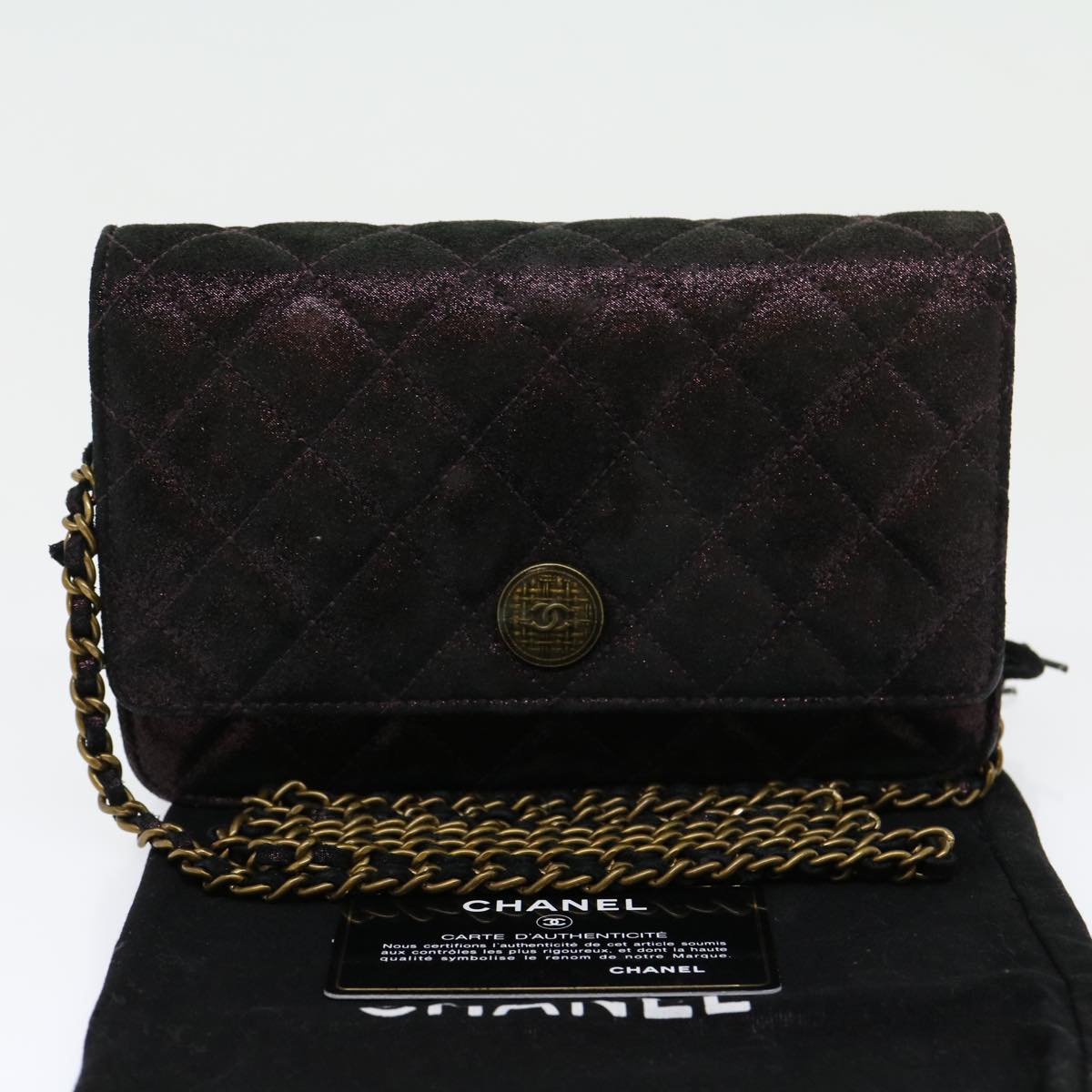 Top Quality Chanel Matrasse Chain Shoulder Bag Satin Purple CC Auth 30950A
