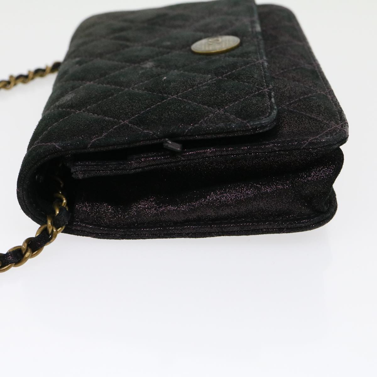 CHANEL Matrasse Chain Shoulder Bag Satin Purple CC Auth 30950A