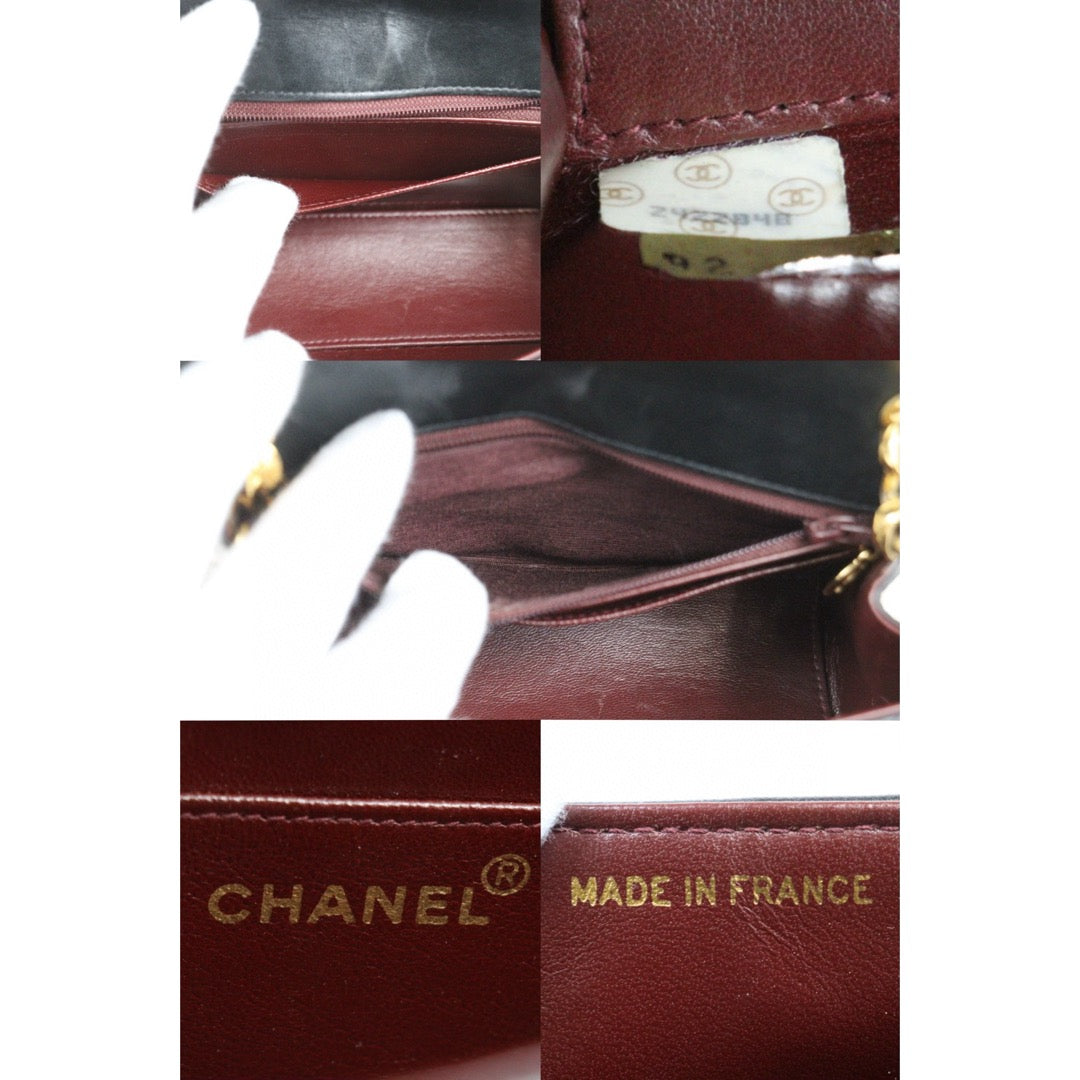 Good ( Rank AB)｜ CHANEL Pearl Coco Mark Lambskin Matrasse Chain Shoulder Bag Black  Made in 1991-1994Year ｜Y25022709