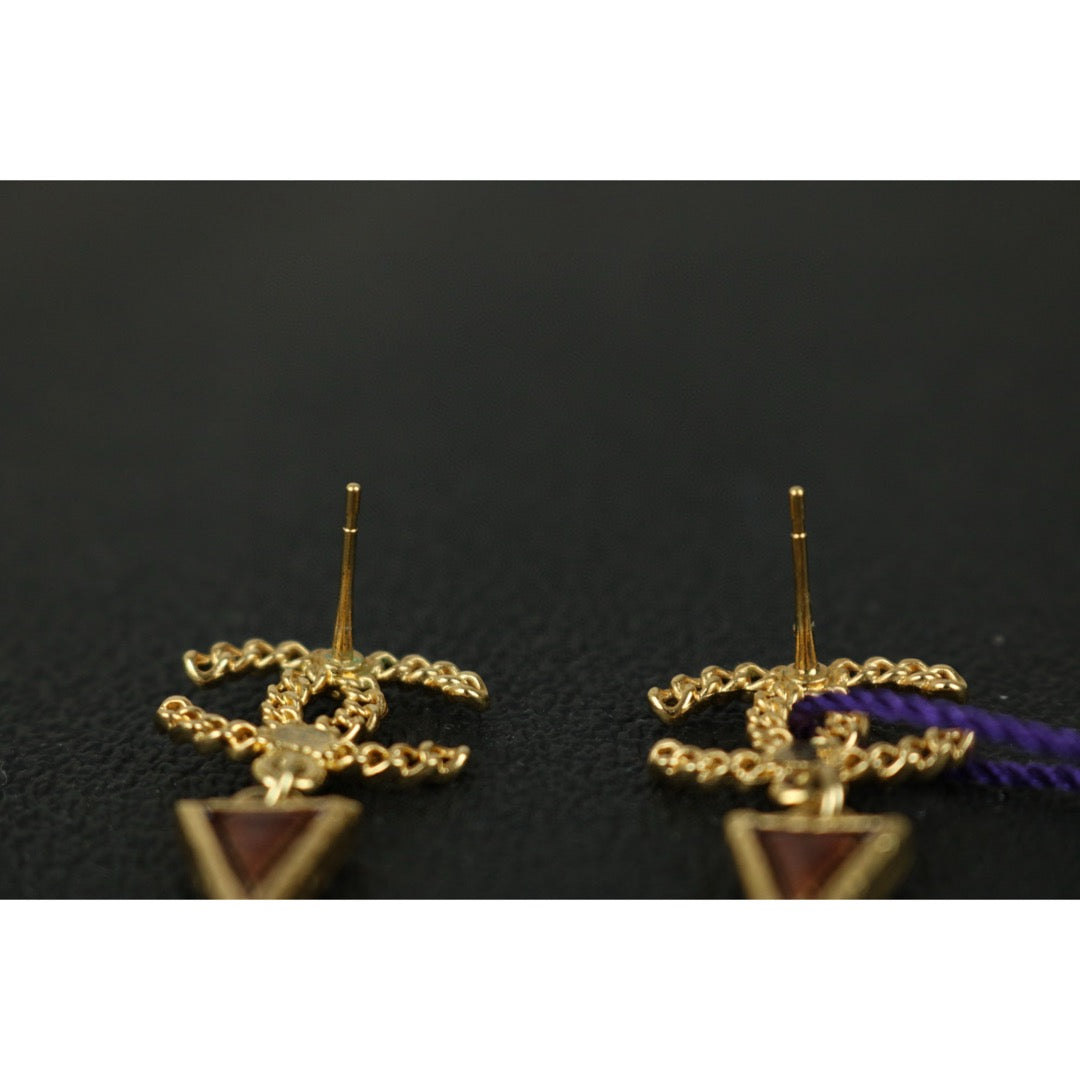 Very Good ( Rank A)｜CHANEL Vintage 18K Gold Plating Triangle Pendant Earrings｜F25021105